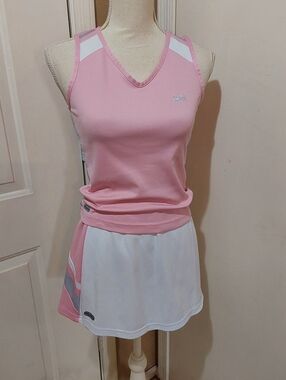 🌺 Near New Fila Pink and White Athletic Tank & Skirt Set